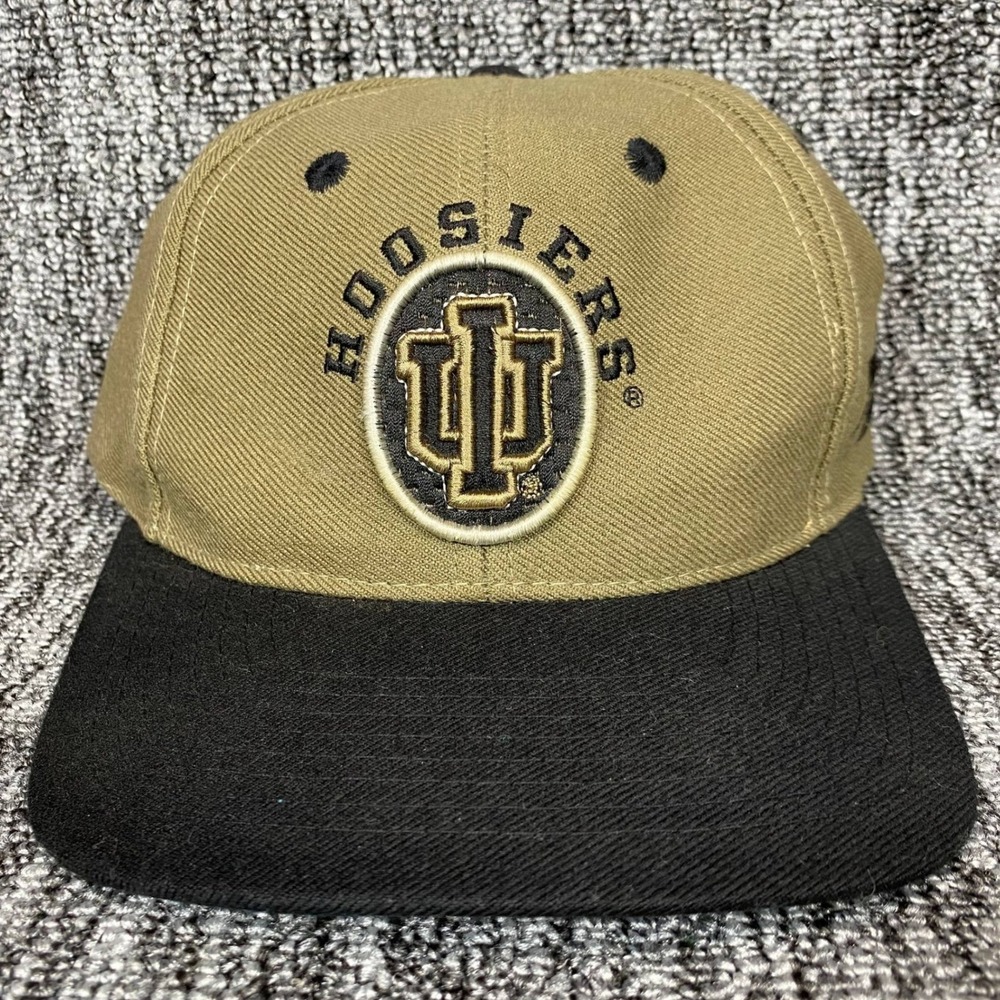 Vintage 90s Sports Specialties Indiana Hoosiers Snapback Hat Khaki Wool Blend IU